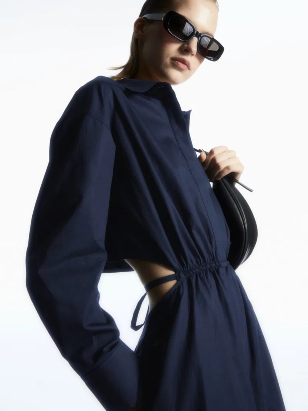 COS Navy Blue Cutout Shirt Dress
